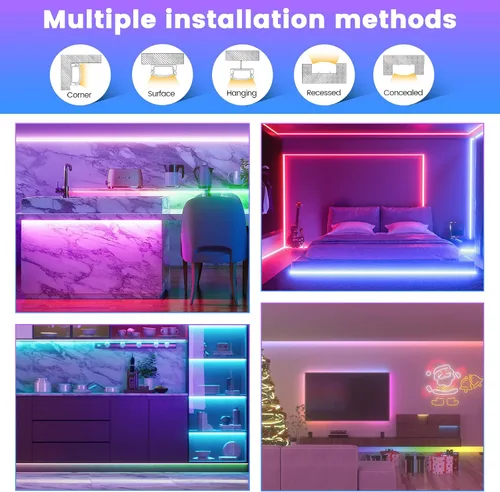 Vista 4 de Muzata Paquete de 6 de 3.3 pies/1M Canal LED Excelente Sin Manchas Difusor de Tira LED con Cubierta Blanca Lechosa Más Gruesa Sin Puntos Calientes