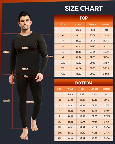 Vista 6 de CL convallaria 2 Pack Long Johns Thermal Underwear for Men Soft Fleece Lined Base Layer Cold Weather Set XS-4XL