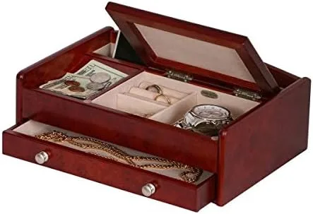 Vista 3 de Mele Co Bandeja personalizada Davin Valet para hombres organizador de joyero grabado personalizado para mesita de noche o aparador relojes llaves
