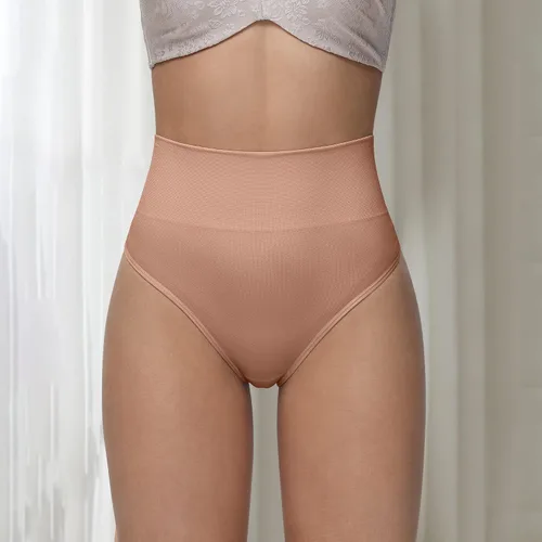 Vista 4 de SHARICCA Tangas de cintura alta para mujer, sin costuras, invisibles, paquete múltiple