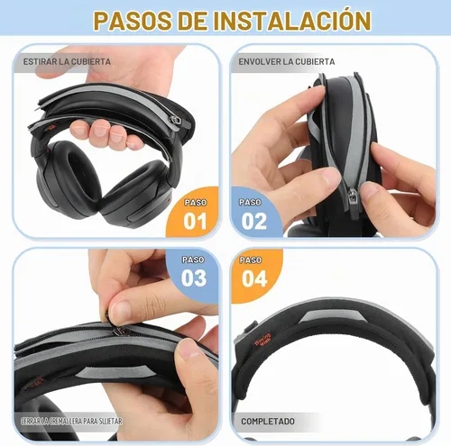 Vista 7 de Funda universal de repuesto para diadema de auriculares, funda de cojín para diadema compatible con Sony, Bose, Beats, JBL Protector de banda