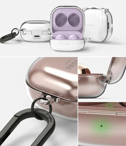 Vista 6 de Ringke Bisagra [No más decoloración] Compatible con Samsung Galaxy Buds 2 Pro Case, Buds 2, Buds Pro, Buds Live y Galaxy Buds FE, funda transparente