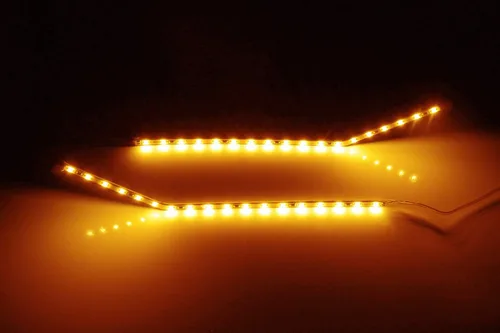 Vista 3 de iJDMTOY Kit de iluminación de fondo LED amarillo ámbar compatible con Ford F250 F350 F450 Super Duty 2017-2021 emblema cromado de guardabarros