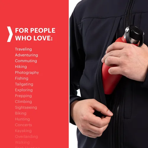 Vista 3 de SCOTTeVEST Chaqueta EDC para hombre, 30 bolsillos ocultos, abrigo repelente al agua para conciertos, viajes y más