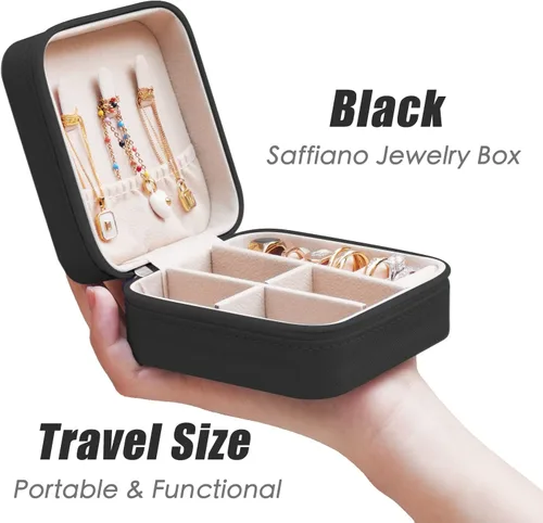 Vista 2 de BeBeGee Joyero de viaje, mini organizador de viaje portátil, pequeñas cajas de joyería para mujeres, regalos de dama de honor y accesorios