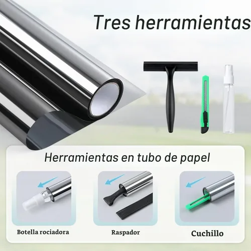 Vista 2 de DOWELL Película de privacidad unidireccional para ventana con 3 herramientas, tinte de ventana para control de calor del hogar, bloqueo solar anti