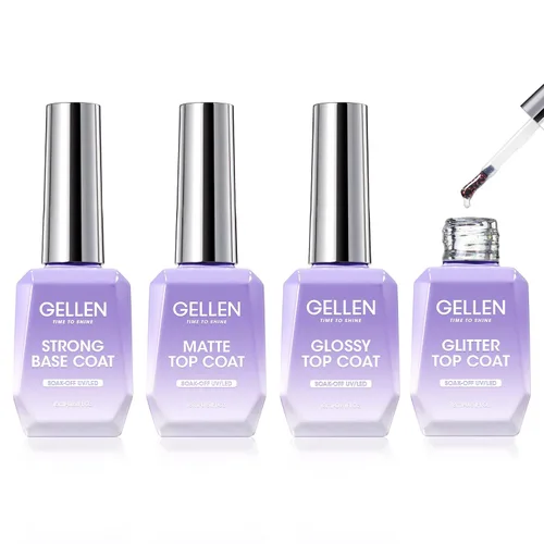 Vista 9 de GELLEN - Capa superior de gel cromado, para esmalte de gel en polvo de uñas, curado UV