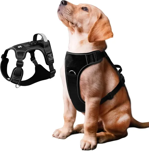 Vista 15 de Arnés para perro, chaleco ajustable mejorado a prueba de escapes, para caminar al aire libre, chaqueta suave y transpirable con tiras reflectantes