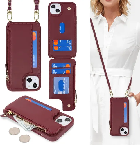 Vista 16 de Cavor para iPhone 14 Plus Funda tipo cartera con tarjetero, Funda tipo cartera para iPhone 14 Plus para mujeres, Doble cierre magnético a prueba