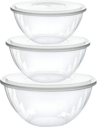 Vista 11 de PLASTICPRO Cuencos desechables de 48 onzas redondas de plástico transparente con tapas, cuencos para fiesta, aperitivos o ensalada, cuencos