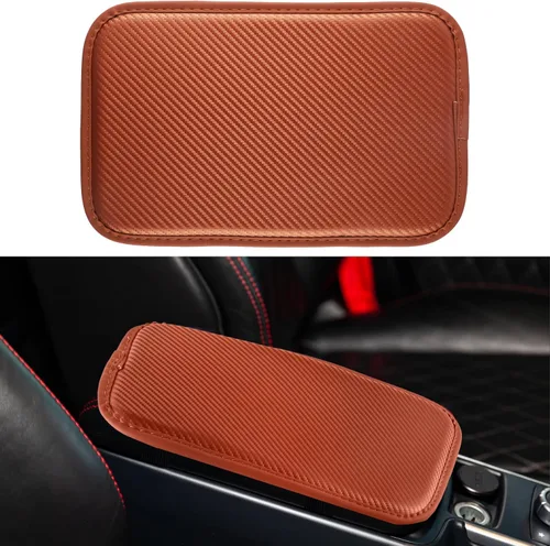 Vista 10 de Amiss almohadilla para consola central del auto, ajuste universal, impermeable, funda para la caja del reposabrazos del asiento, de piel sintética