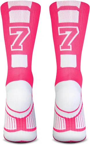 Vista 28 de ChalkTalkSPORTS Calcetines de equipo personalizados - Calcetines con números rosados Elige tu número