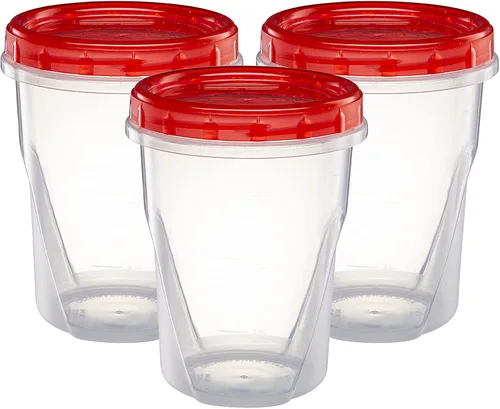 Vista 11 de ELEGANT DISPOSABLES Paquete de 10 recipientes con tapa giratoria de 4 onzas, parte inferior transparente con tapa roja de rosca superior roscada