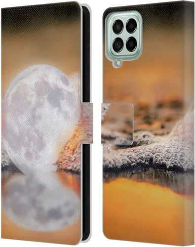 Vista 13 de Head Case Designs Officially Licensed Dave Loblaw Boy Painting Moon Clouds Sci-Fi and Surreal Leather Wallet Case Compatible with Samsung Galaxy M53
