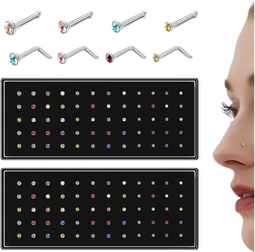 Vista 12 de Thunaraz Pernos Recto en Forma de L de Acero Inoxidable para la Nariz, Joyería para el Cuerpo, 20G-22G, 1.5mm, 2mm, 2.5mm