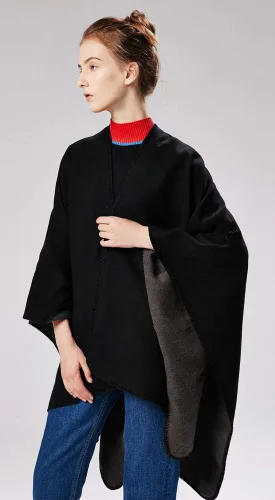 Vista 3 de Hycurey Poncho de cachemira sintética de punto para mujer, talla grande, chal, cárdigans, suéter