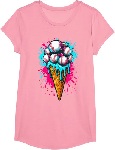 Vista 48 de Camiseta de béisbol de acuarela de helado de béisbol
