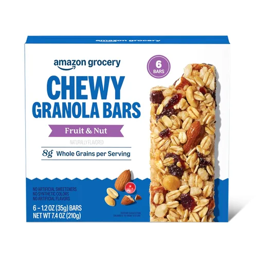 Vista 4 de Marca Amazon – Happy Belly Fruit & Nut Chewy Trail Mix Barras de granola, 6