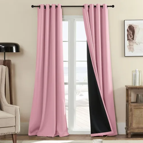 Vista 45 de Rutterllow - Cortinas 100% opacas, paneles de cortina con ojales, aislamiento térmico y bloqueo de luz para habitación y sala de estar