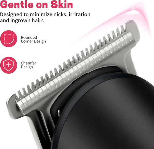 Vista 2 de PRITECH Recortadora de pelo Pubic para mujer, recortadora de bikini recargable para mujer, cabello púbico, uso húmedo y seco, afeitadora eléctrica