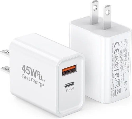 Vista 26 de [Paquete de 2] Adaptador de doble puerto de carga rápida USB C de 20 W Blanco