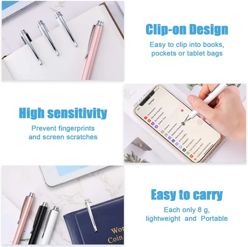 Vista 3 de 8 lápices capacitivos para pantalla táctil, lápiz capacitivo universal de punta fina para la mayoría de dispositivos inteligentes de pantalla