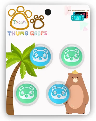 Vista 7 de Tscope for Animal Crossing Thumb Grip Caps for Nintendo SwitchSwitch Lite Controller Joy-Cons Analog Joystick Cute Raccoon Soft Silicone Covers for