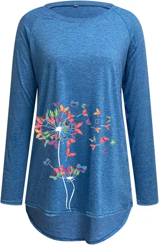 Vista 3 de Womens Exercise Tops,Womens Tunic Tops Fall Fashion Long Sleeve T Shirts Cute Loose Fit Tshirt Casual Dressy Blouses