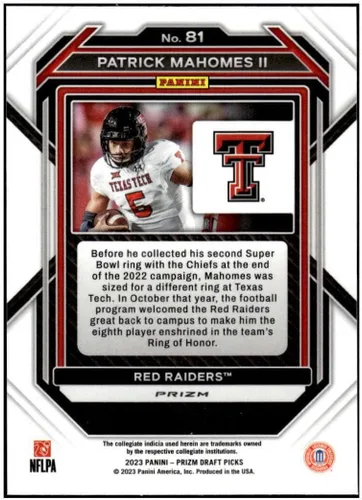 Vista 2 de PATRICK MAHOMES II 2023 Panini Prizm Draft Picks Prizms Silver #81 NM+-MT+ NFL Football Chiefs