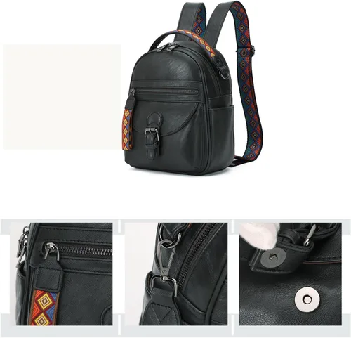 Vista 3 de KL928 Mochila pequeña para mujer, mochila de hombro a la moda, Carbón Gra, Mochilas Daypack