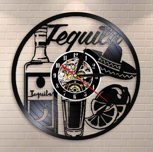 Vista 3 de Reloj de decoración de pared de 12 pulgadas/11.8 in para bebidas Dringking, arte de pared, reloj de pared de tequila, reloj de pared de tequila