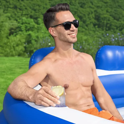 Vista 7 de H2OGO! - Piscina familiar inflable Splash Paradise de 7 pies 7 pulgadas x 7 pies 2 pulgadas x 31 pulgadas, piscina inflable al aire libre para niños