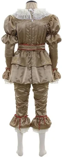 Vista 3 de Disfraz unisex de Halloween para adultos, disfraz de carnaval, mujer, uniforme de payaso de 8 piezas