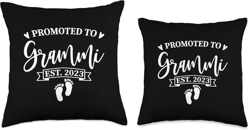 Vista 3 de Smarty Pants Designs Promoted to Grammi est. 2023 - Almohada de regalo para abuela, 16 x 16 pulgadas, multicolor