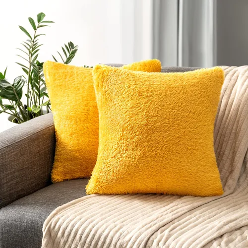 Vista 14 de PAVILIA Fundas de almohada esponjosas de color marfil crema, fundas de almohada decorativas para cama, sofá, funda de cojín de piel sintética suave