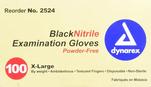 Vista 5 de Dynarex Nitrile Exam Gloves, Black, X-Large, 100Count