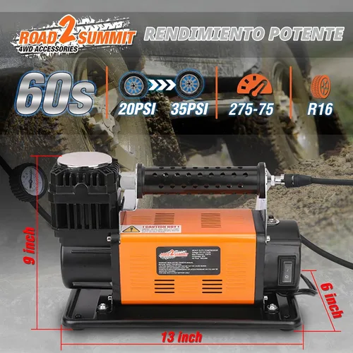 Vista 10 de Kit de compresor de aire portátil de 12 V resistente que infla 6.35 CFM (180 L/min), máximo 150 PSI, kit de compresor de aire todoterreno