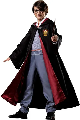 Vista 4 de Disfraz prémium de Harry Potter, bata con capucha oficial de Wizarding World Prestige para niños, talla infantil