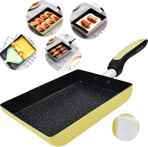 Vista 7 de Tamagoyaki - Sartén para tortilla japonesa, revestimiento antiadherente, mini sartén rectangular, color gris