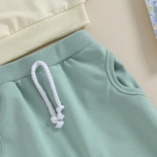 Vista 6 de Shejingb Ropa de bebé para niña, sudadera de mamá y papá, pantalones de color sólido, ropa para otoño e invierno