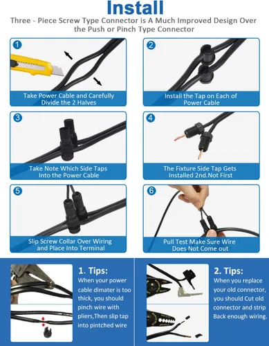 Vista 5 de SUNVIE Conectores de iluminación de paisaje, conector Fastlock de cable de bajo voltaje, conector de bajo voltaje impermeable de calibre 12-14