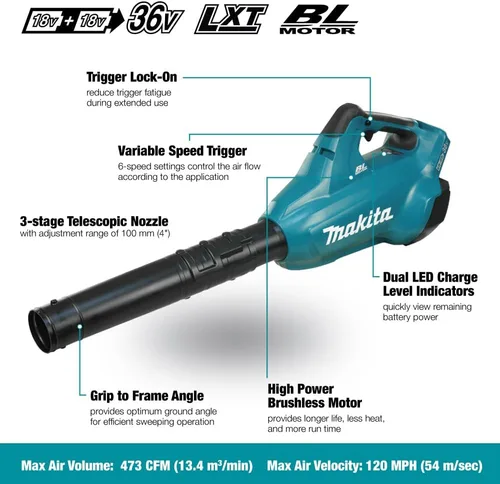 Vista 2 de Makita - Soplador sin escobillas DUB362Z Unidad desnuda de 36 voltios