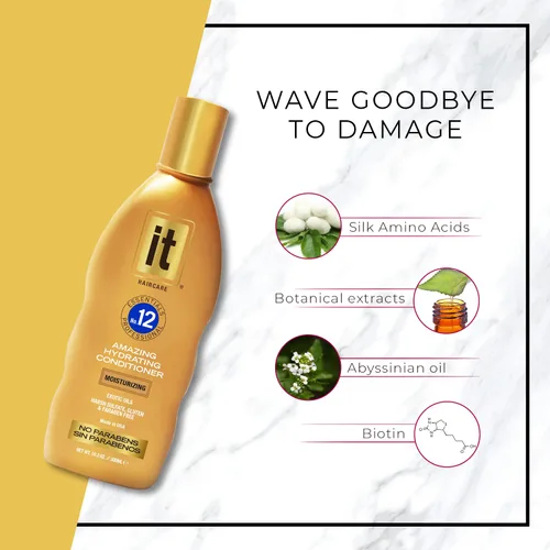 Vista 3 de IT Essentials No. 12 Amazing Hydrating Conditioner Professional: todo tipo de cabello infundido con aceite de abisinio y aceite de girasol