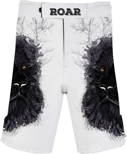 Vista 10 de O2TEE Pantalones cortos de lucha MMA para hombre, serie Roar, BJJ, No Gi, Grappling, Jiu Jitsu Onda abstracta