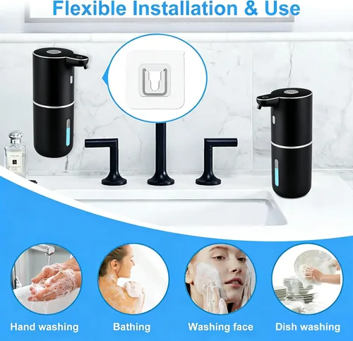 Vista 4 de Dispensador automático de jabón, dispensador de jabón de manos espumoso de 6 niveles, dispensador de jabón para platos sin contacto para cocina