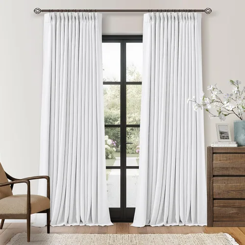 Vista 19 de Juego de 2 paneles de cortinas plisadas negras de 80 pulgadas para sala de estar, cortinas plisadas de lino con forro de 80 pulgadas de largo, 100%