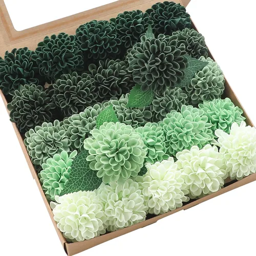 Vista 8 de Floroom Flores Artificiales de Dalia 25 piezas Rosas Falsas de Espuma Negra de Aspecto Real con Tallos para Ramos de Boda DIY Centros de Mesa