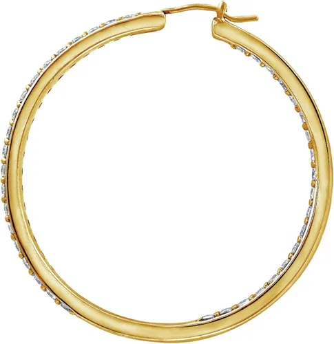 Vista 2 de Tienda Collection Platinum or Gold Plated Sterling Silver Inside-Out Hoop Earrings made with Infinite Elements Zirconia