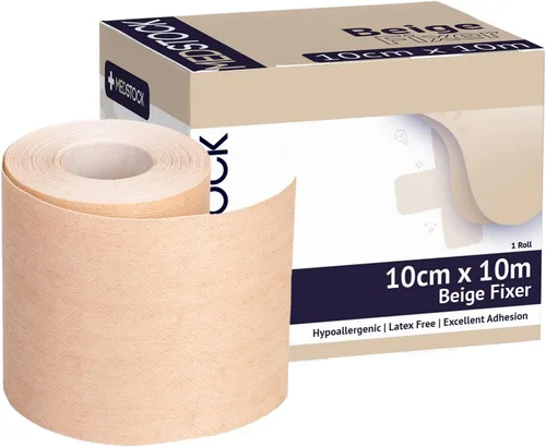 Vista 6 de MEDSTOCK Tela no tejida, rollo fijador beige, 2 "x 11 yardas, 1 rollo, cuidado de heridas, cinta adhesiva para vendaje, seguro de dispositivos
