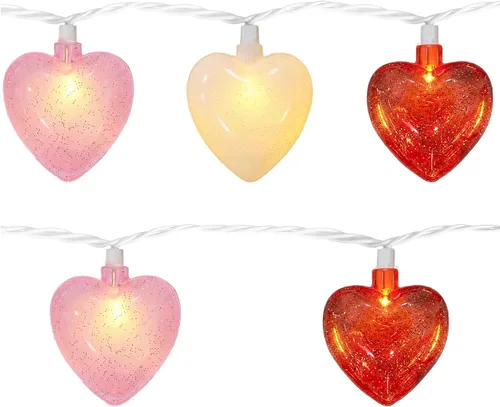 Vista 8 de Tira de luces de corazón enchufables, luces de San Valentín de 8.5 pies para interiores y exteriores, con forma de corazón, con 10 LED